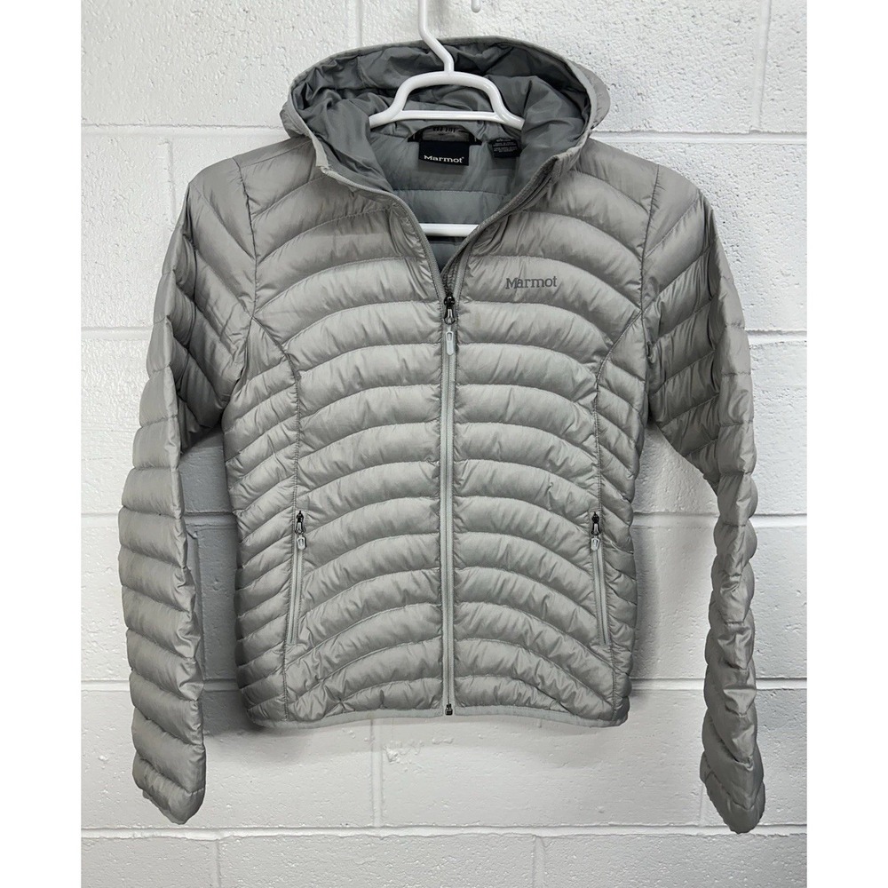 Marmot Aruna Hooded 600 Fill Down Gray Puffer Jacket / Small